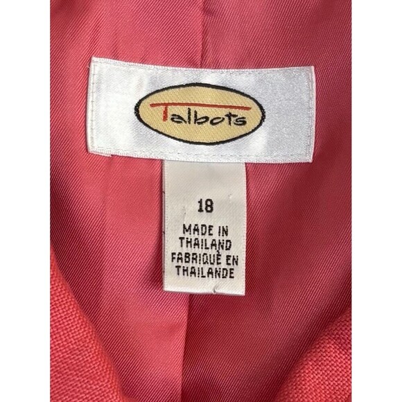 TALBOTS Irish Linen Blazer Women 18 Pink Jacket Lined Crop Button Pocket Office - Picture 2 of 13